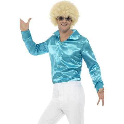 Chemise disco bleue à paillettes pour homme - Déguiz-Fêtes