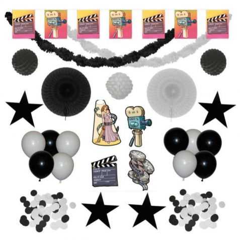 Deco Anniversaire Theme Cinema Decoration Noir Et Blanc Cinema