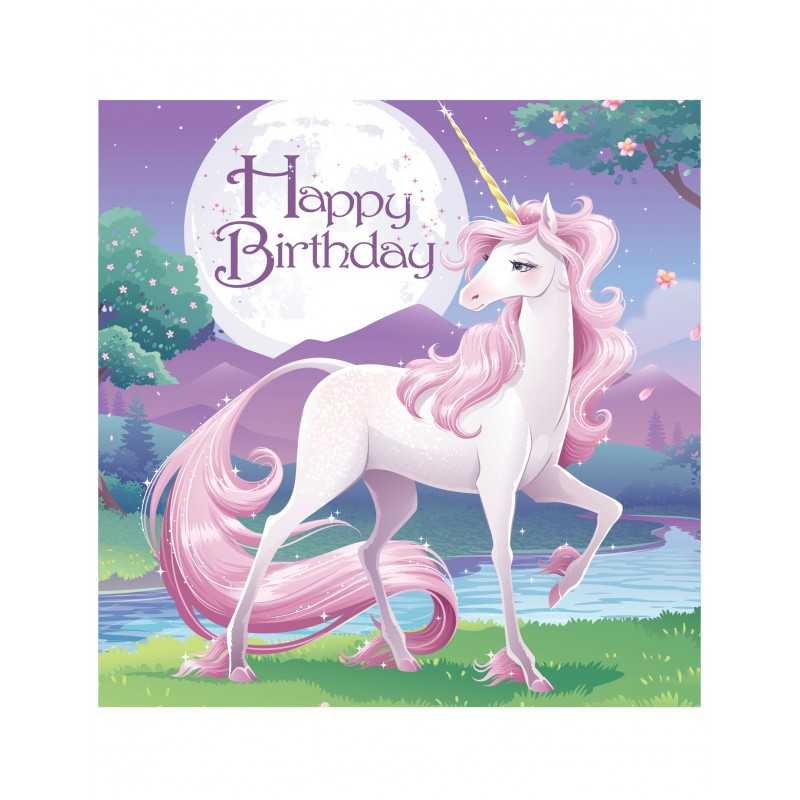 Serviettes En Papier Joyeux Anniversaire Licorne Monsieur Paillettes