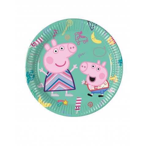 8 Petites assiettes en carton Peppa Pig 20 cm