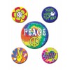 5 Badges 60's Hippies 3,5 à  6 cm