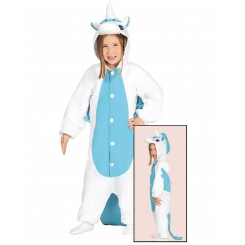 Combinaison licorne blanche et bleue enfant