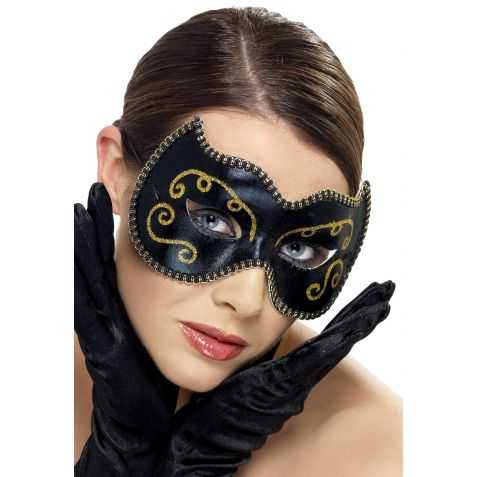 Masque loup vénitien noir pour femme : Carnaval, bal masqué