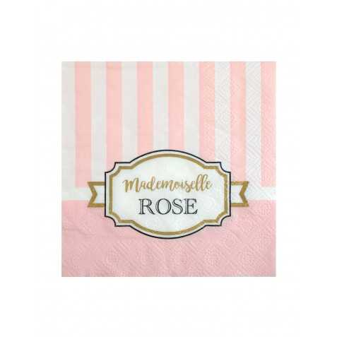 20 Petites serviettes en papier Baby shower rose 25 x 25 cm